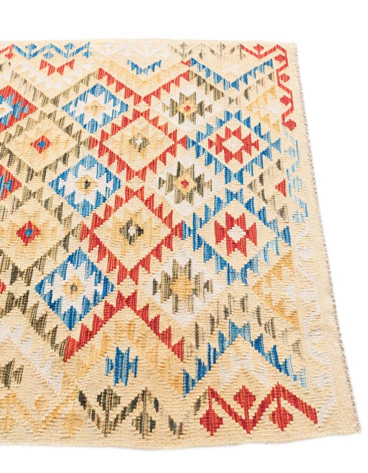 Detail image of  3' 5 x 6' 8  Hand Woven Kilim Maymana Wool Runner Rug