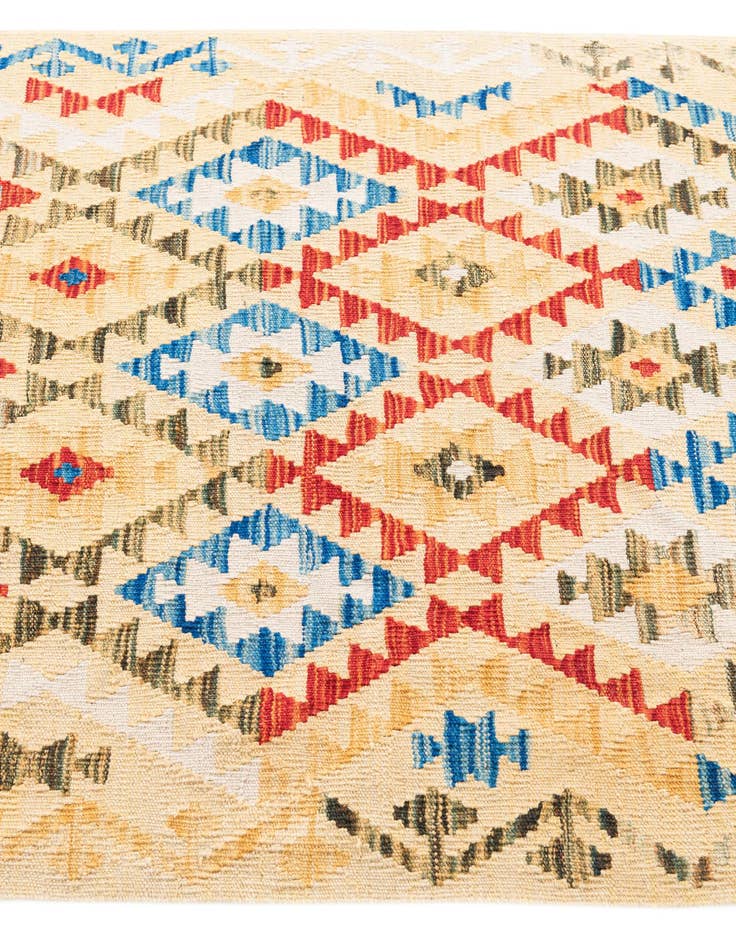 Detail image of  3' 5 x 6' 8  Hand Woven Kilim Maymana Wool Runner Rug