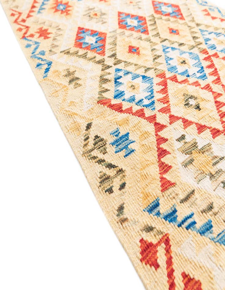 Detail image of  3' 5 x 6' 8  Hand Woven Kilim Maymana Wool Runner Rug