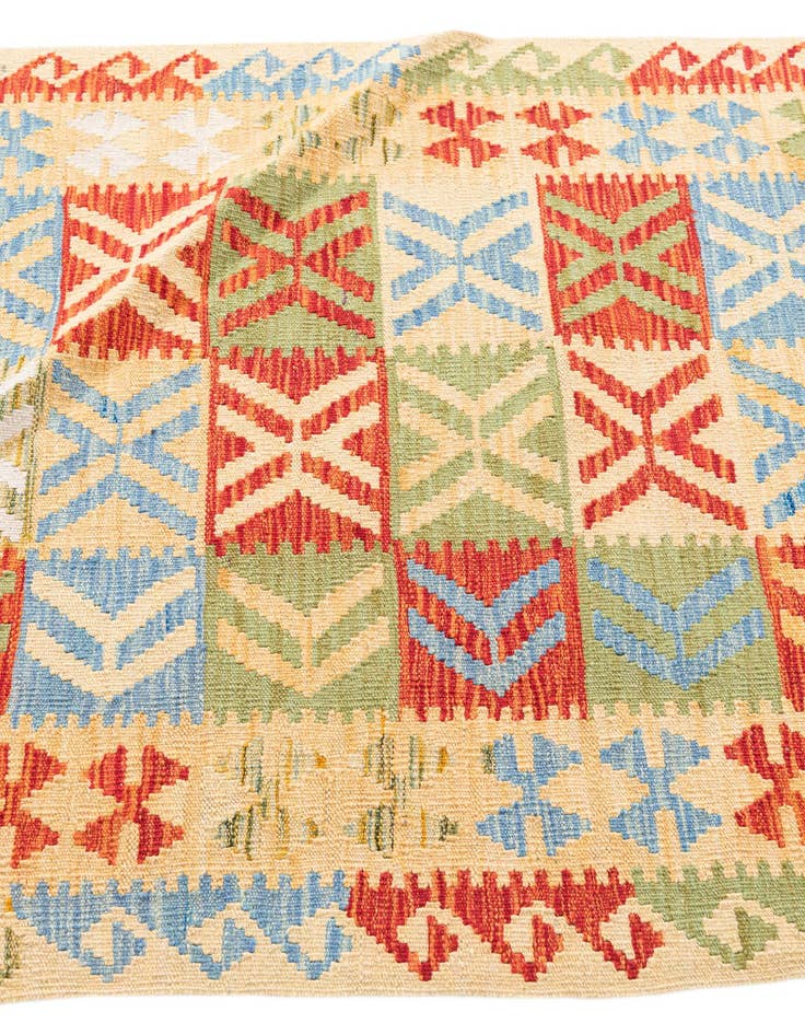 Detail image of  3' 5 x 6' 8  Hand Woven Kilim Maymana Wool Runner Rug