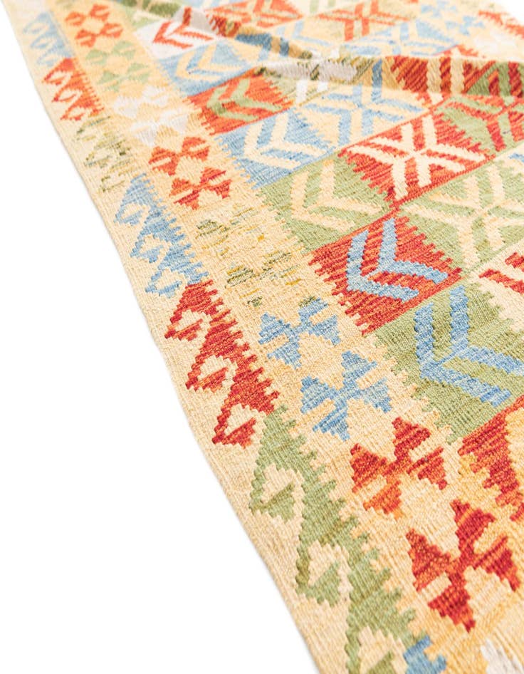Detail image of  3' 5 x 6' 8  Hand Woven Kilim Maymana Wool Runner Rug