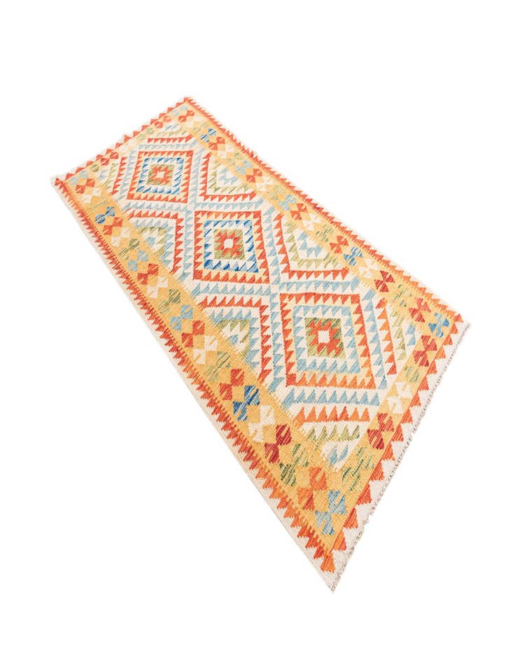 Detail image of  3' 3 x 6' 6  Hand Woven Kilim Maymana Wool Runner Rug