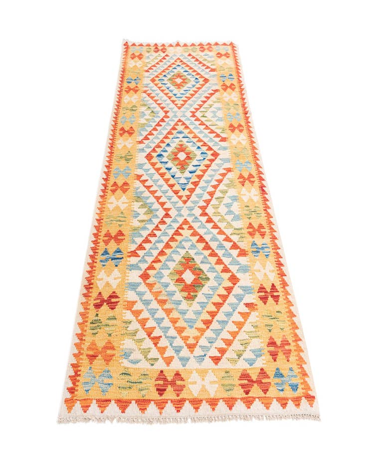 Detail image of  3' 3 x 6' 6  Hand Woven Kilim Maymana Wool Runner Rug