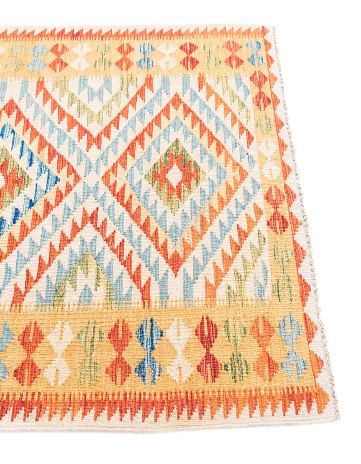 Detail image of  3' 3 x 6' 6  Hand Woven Kilim Maymana Wool Runner Rug