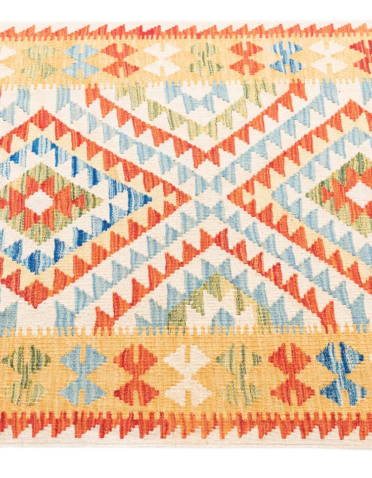 Detail image of  3' 3 x 6' 6  Hand Woven Kilim Maymana Wool Runner Rug