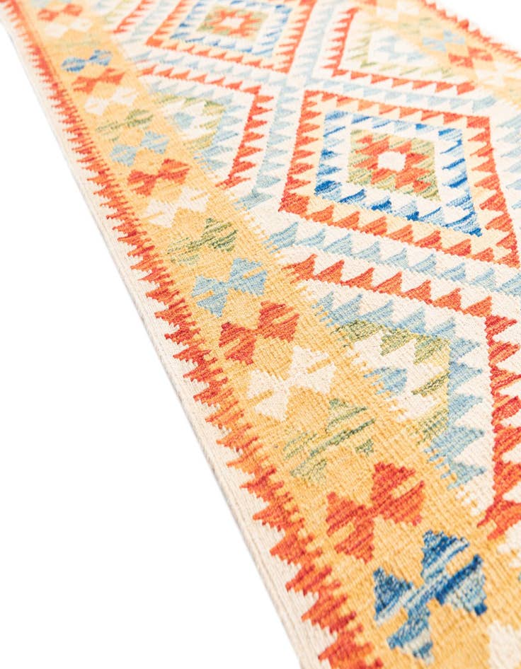 Detail image of  3' 3 x 6' 6  Hand Woven Kilim Maymana Wool Runner Rug