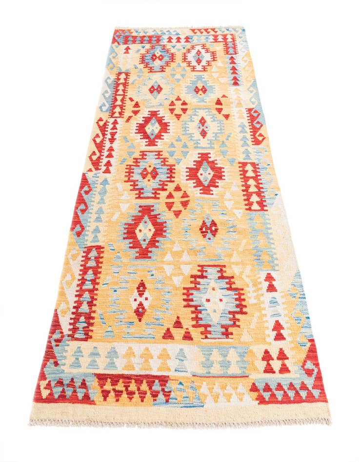 Detail image of  3' 5 x 6' 7  Hand Woven Kilim Maymana Wool Runner Rug