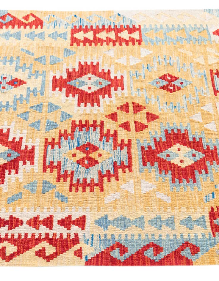 Detail image of  3' 5 x 6' 7  Hand Woven Kilim Maymana Wool Runner Rug