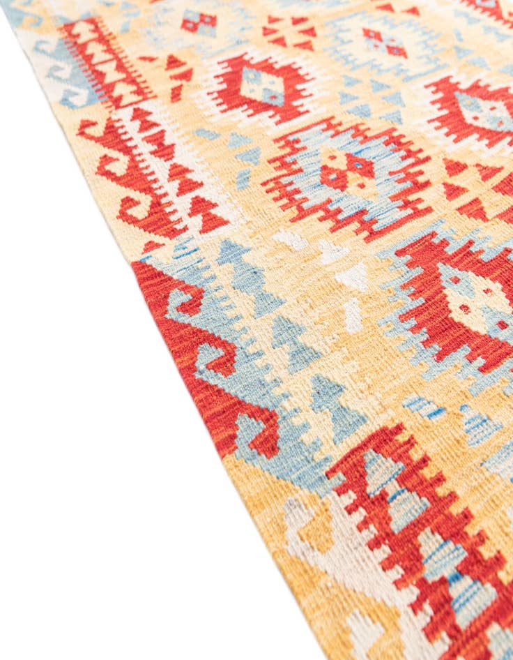 Detail image of  3' 5 x 6' 7  Hand Woven Kilim Maymana Wool Runner Rug