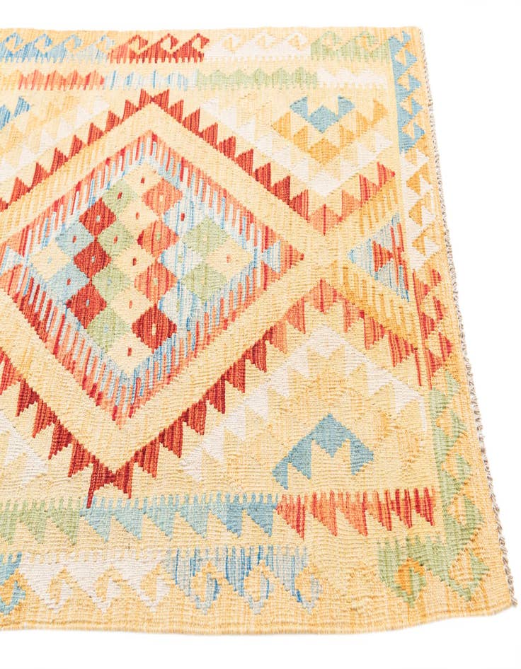 Detail image of  3' 5 x 6' 8  Hand Woven Kilim Maymana Wool Runner Rug