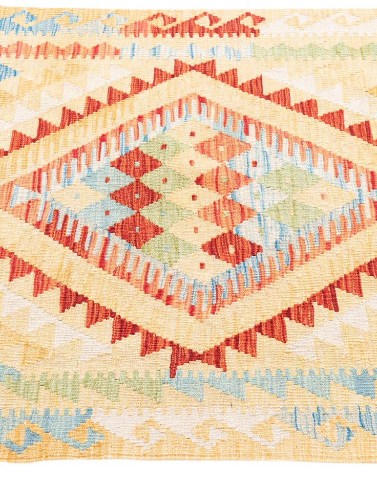 Detail image of  3' 5 x 6' 8  Hand Woven Kilim Maymana Wool Runner Rug
