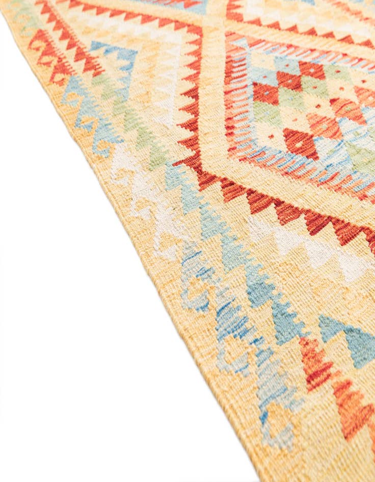 Detail image of  3' 5 x 6' 8  Hand Woven Kilim Maymana Wool Runner Rug