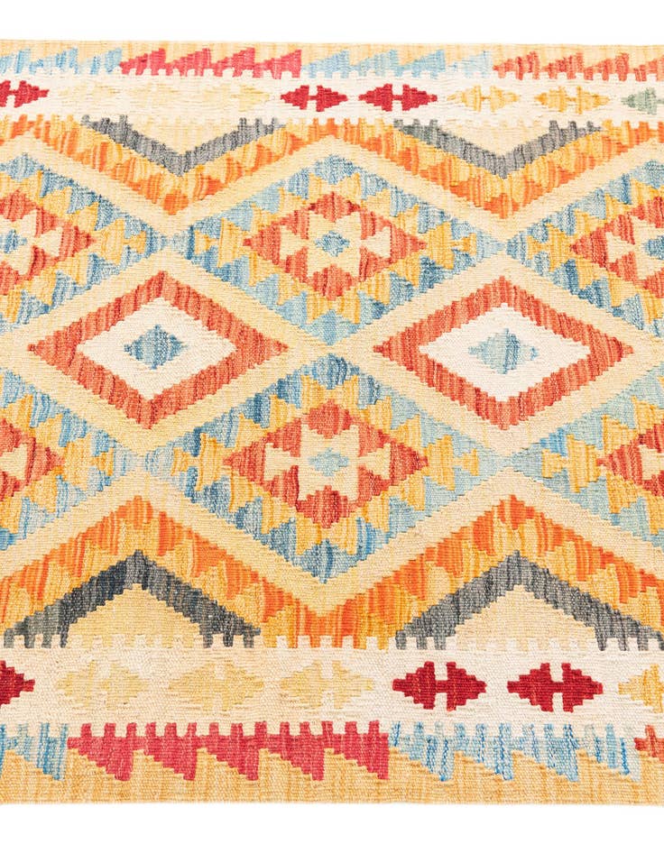 Detail image of  3' 3 x 6' 6  Hand Woven Kilim Maymana Wool Runner Rug