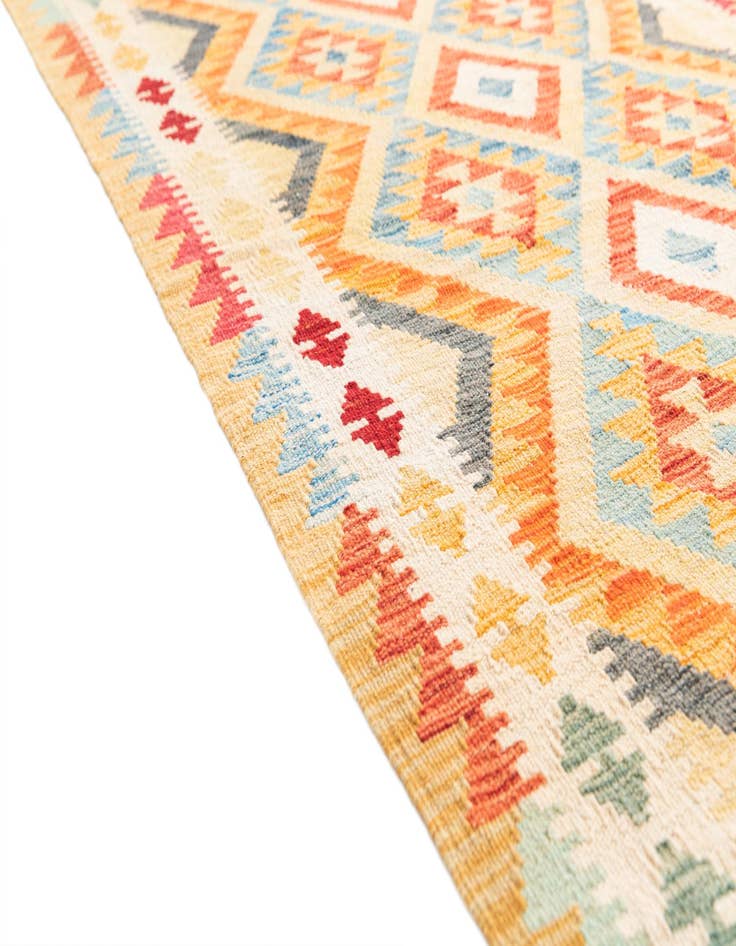 Detail image of  3' 3 x 6' 6  Hand Woven Kilim Maymana Wool Runner Rug
