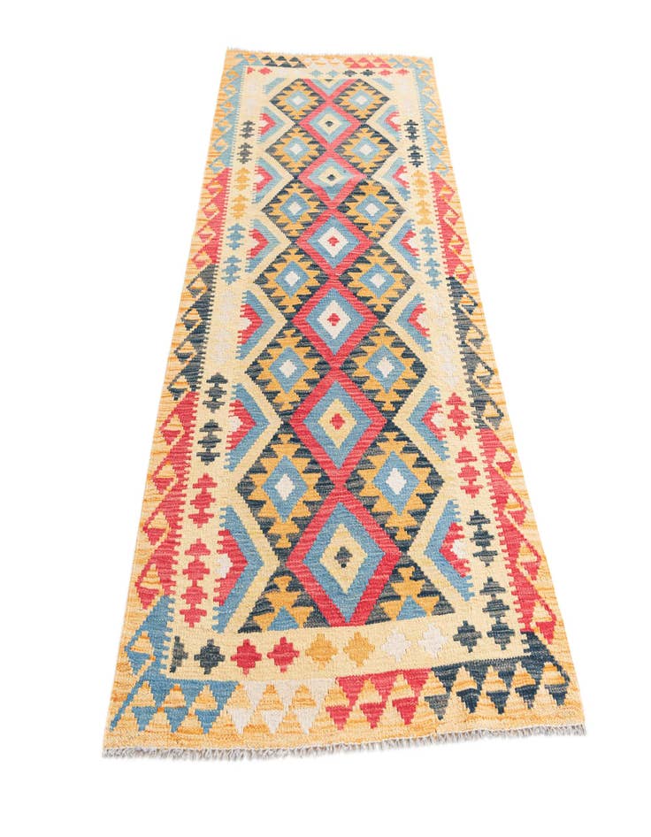 Detail image of  3' 3 x 6' 9  Hand Woven Kilim Maymana Wool Runner Rug