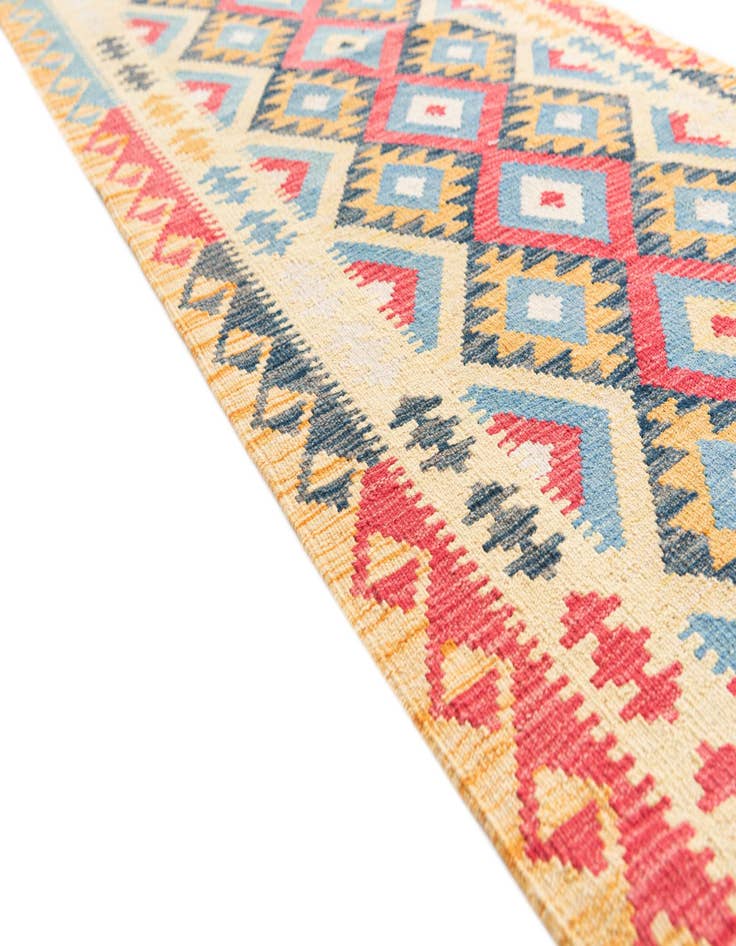 Detail image of  3' 3 x 6' 9  Hand Woven Kilim Maymana Wool Runner Rug