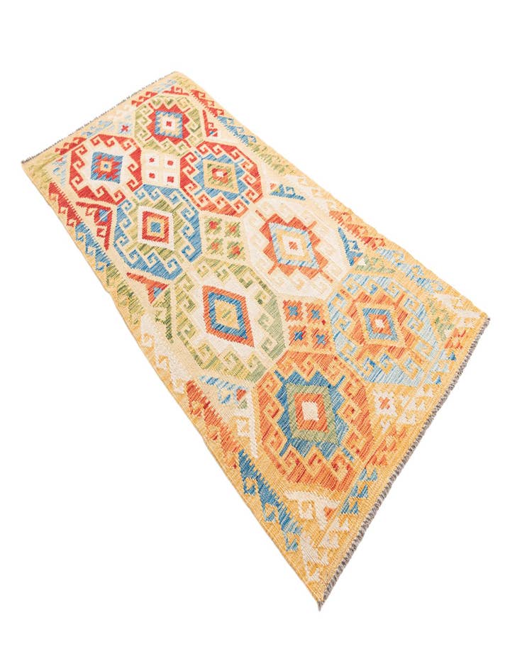 Detail image of  3' 3 x 6' 10  Hand Woven Kilim Maymana Wool Runner Rug