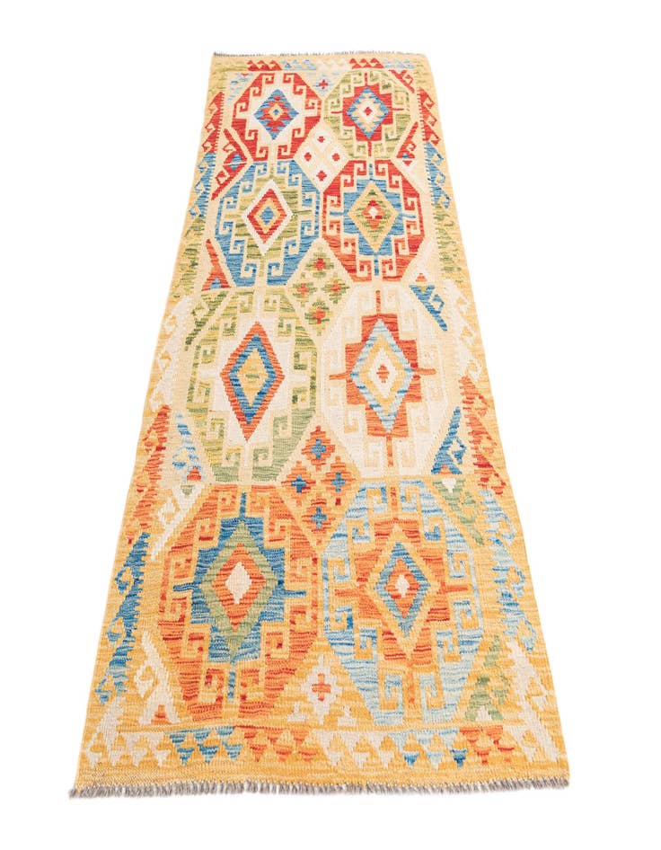 Detail image of  3' 3 x 6' 10  Hand Woven Kilim Maymana Wool Runner Rug