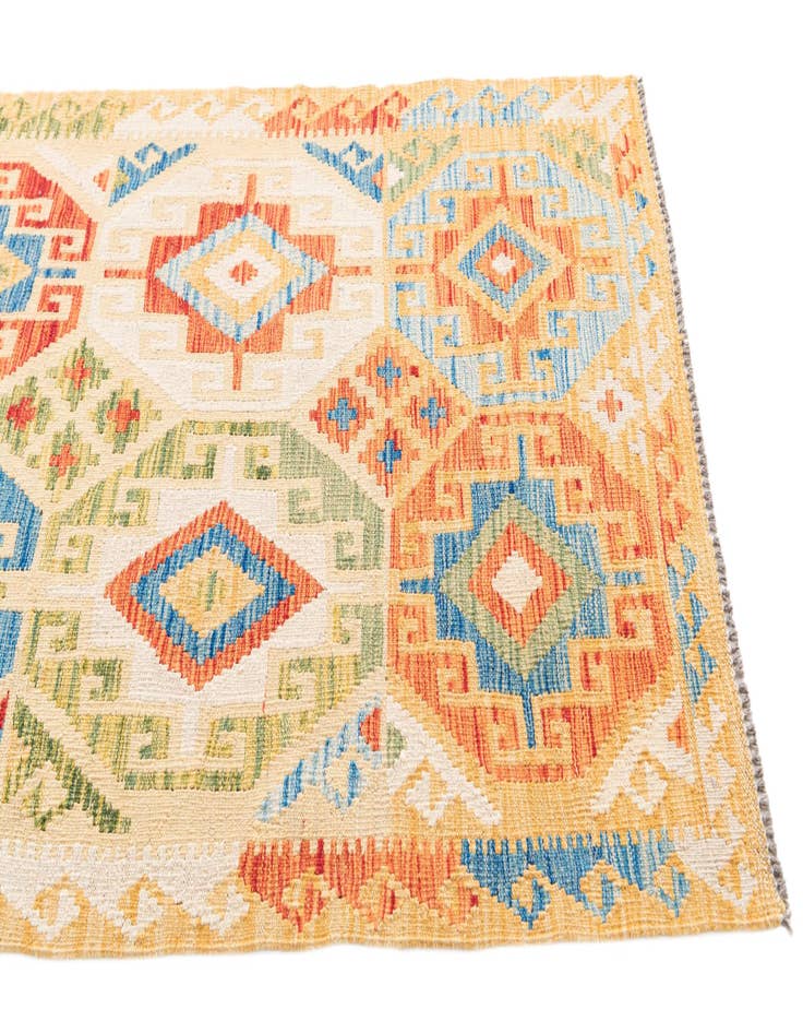 Detail image of  3' 3 x 6' 10  Hand Woven Kilim Maymana Wool Runner Rug