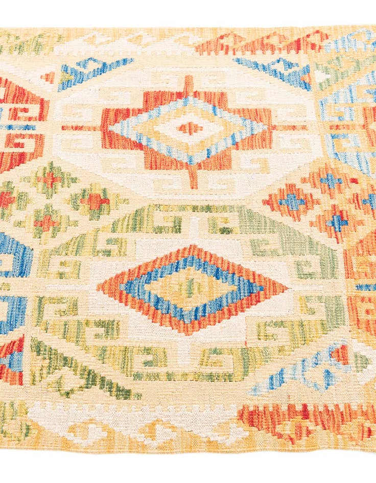 Detail image of  3' 3 x 6' 10  Hand Woven Kilim Maymana Wool Runner Rug