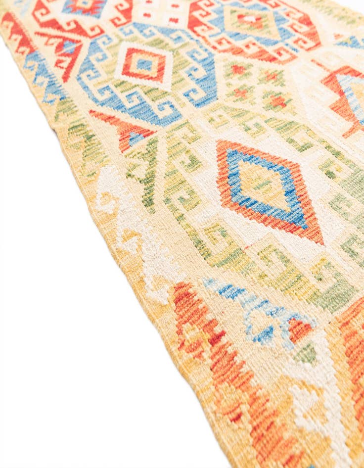 Detail image of  3' 3 x 6' 10  Hand Woven Kilim Maymana Wool Runner Rug