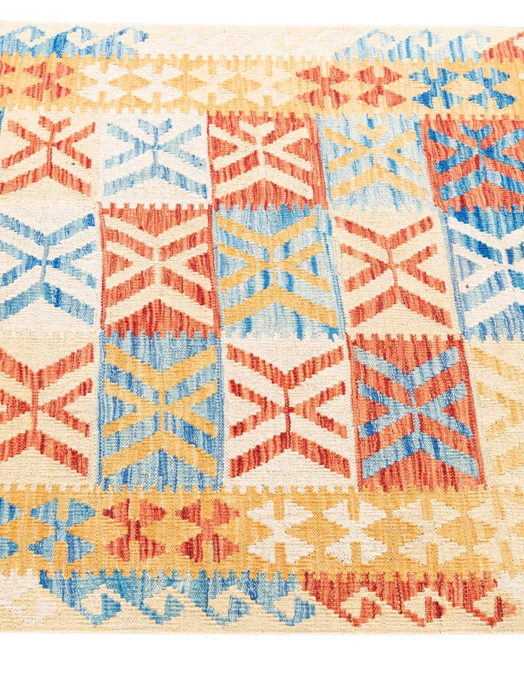 Detail image of 3' 5 x 6' 9 Hand Woven Kilim Maymana Wool Runner Rug