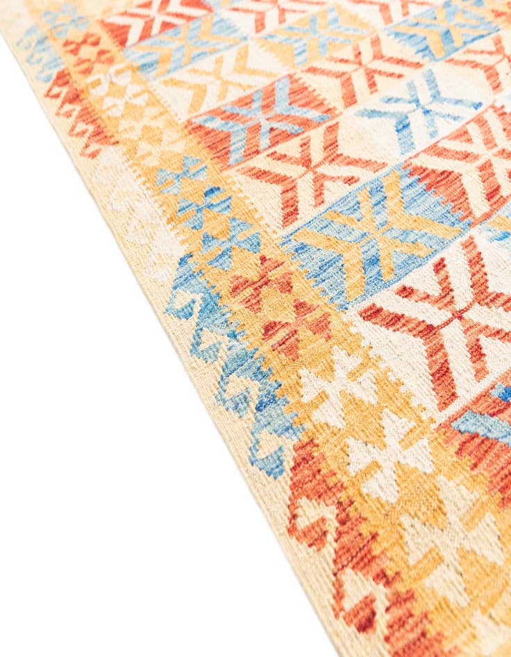Detail image of 3' 5 x 6' 9 Hand Woven Kilim Maymana Wool Runner Rug