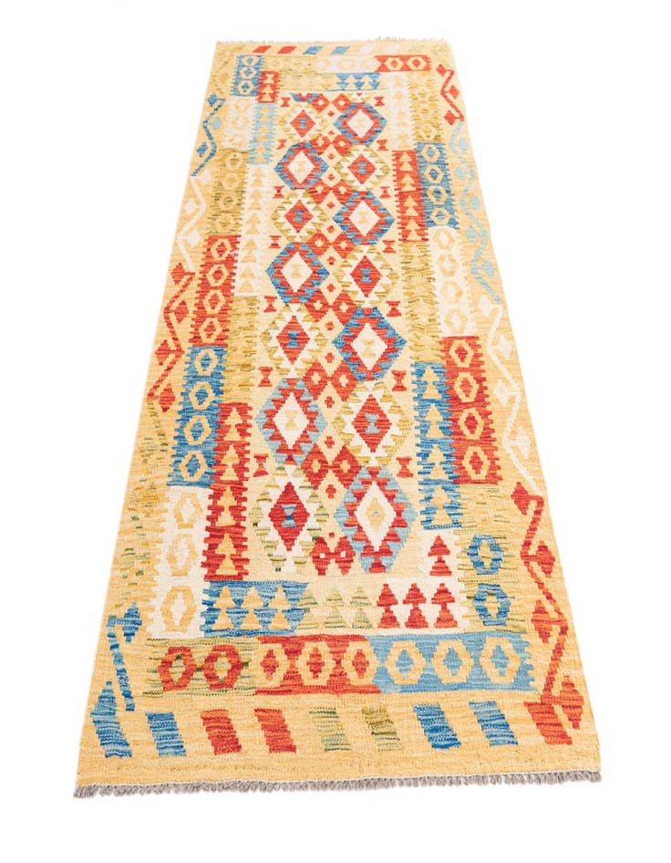 Detail image of  3' 5 x 6' 8  Hand Woven Kilim Maymana Wool Runner Rug