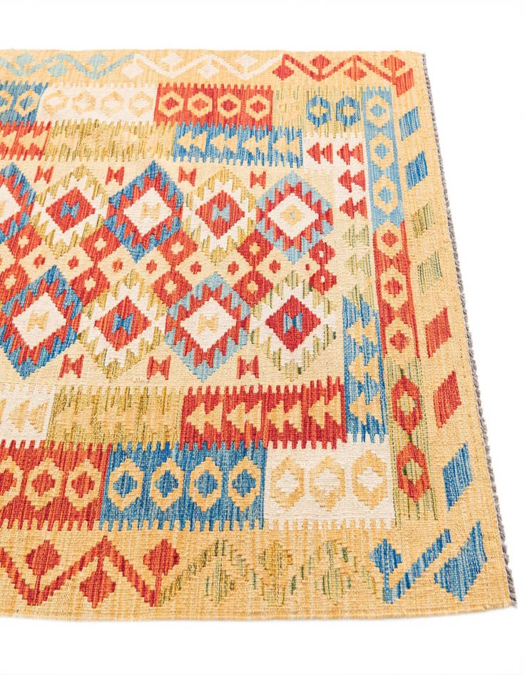 Detail image of  3' 5 x 6' 8  Hand Woven Kilim Maymana Wool Runner Rug