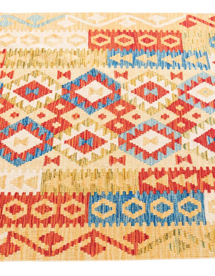Detail image of  3' 5 x 6' 8  Hand Woven Kilim Maymana Wool Runner Rug