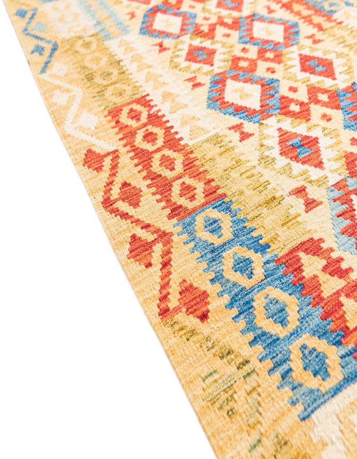 Detail image of  3' 5 x 6' 8  Hand Woven Kilim Maymana Wool Runner Rug