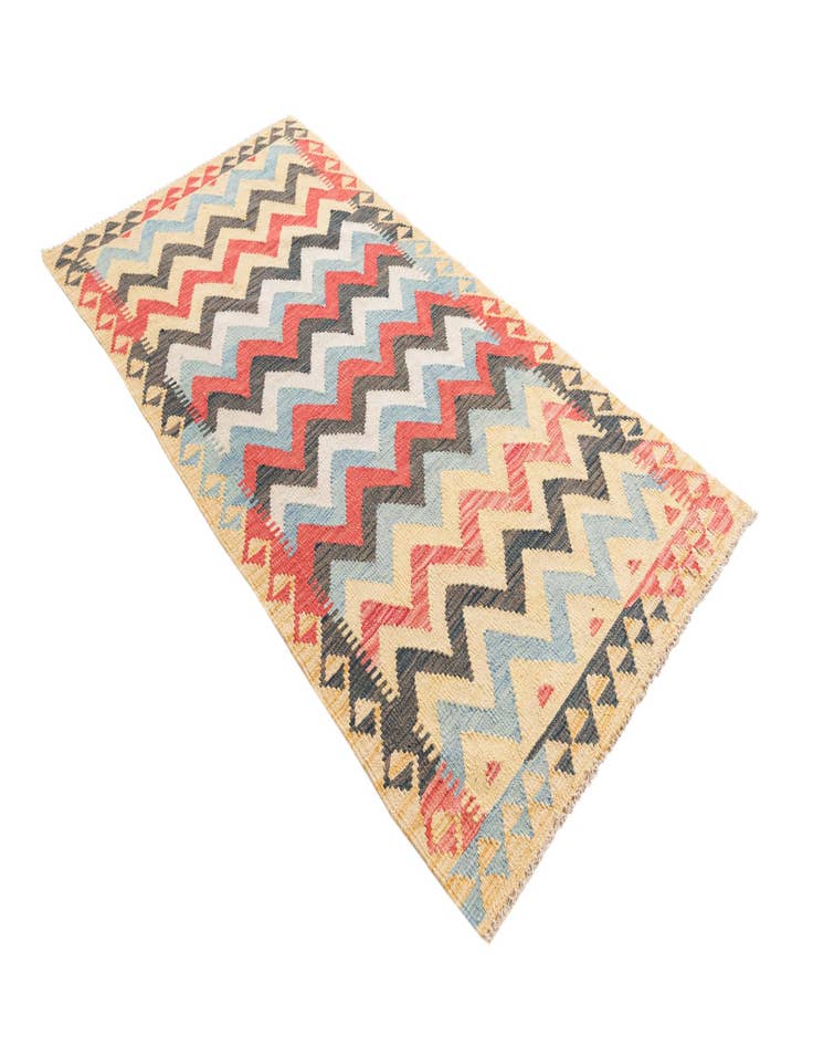 Detail image of  3' 3 x 6' 3  Hand Woven Kilim Maymana Wool Runner Rug