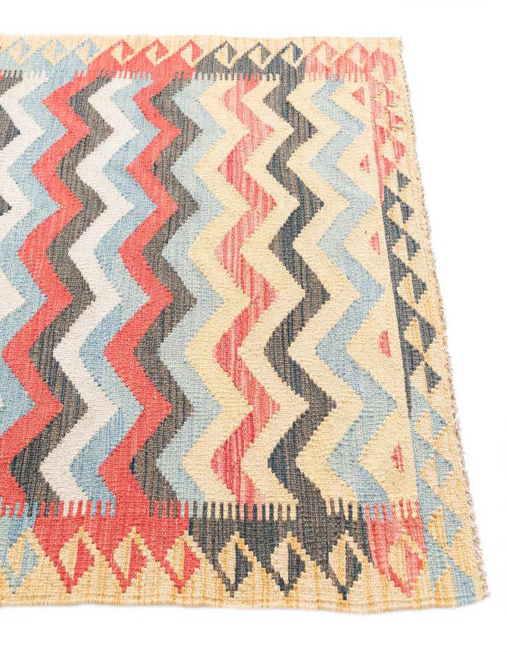 Detail image of  3' 3 x 6' 3  Hand Woven Kilim Maymana Wool Runner Rug