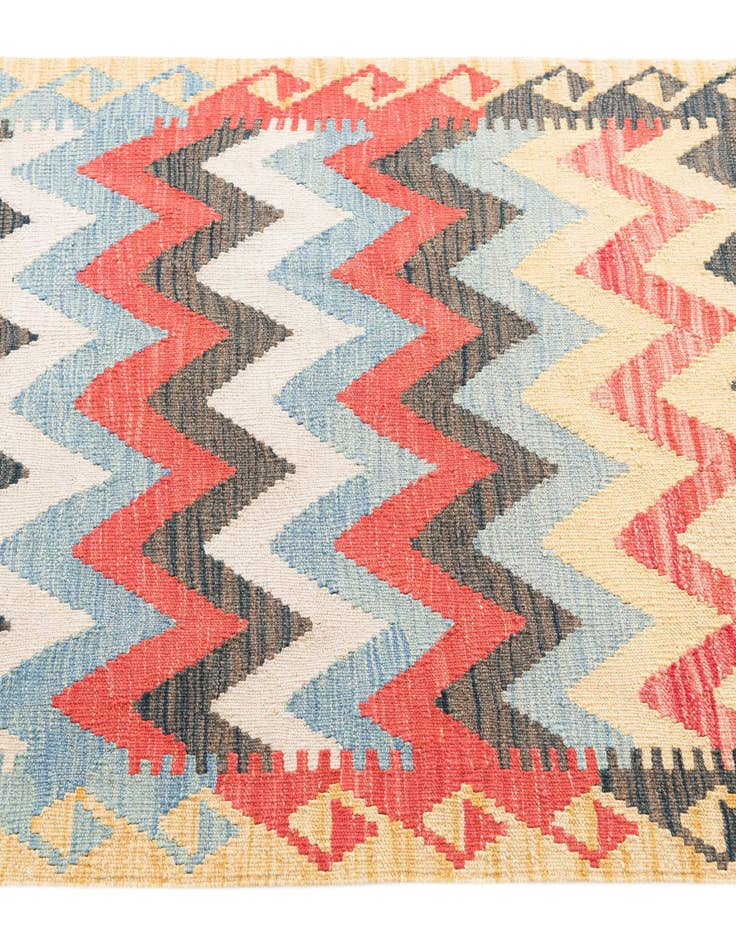 Detail image of  3' 3 x 6' 3  Hand Woven Kilim Maymana Wool Runner Rug