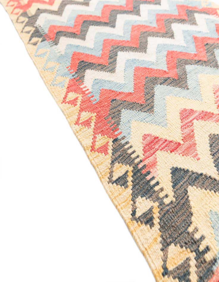 Detail image of  3' 3 x 6' 3  Hand Woven Kilim Maymana Wool Runner Rug