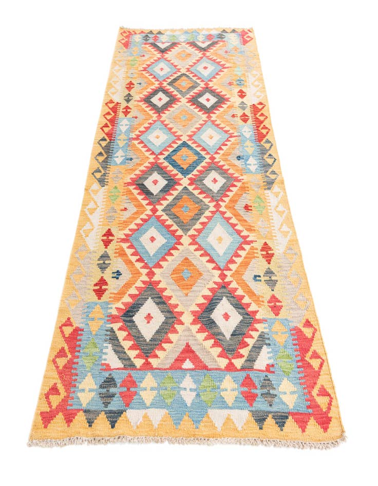 Detail image of  3' 5 x 6' 8  Hand Woven Kilim Maymana Wool Runner Rug