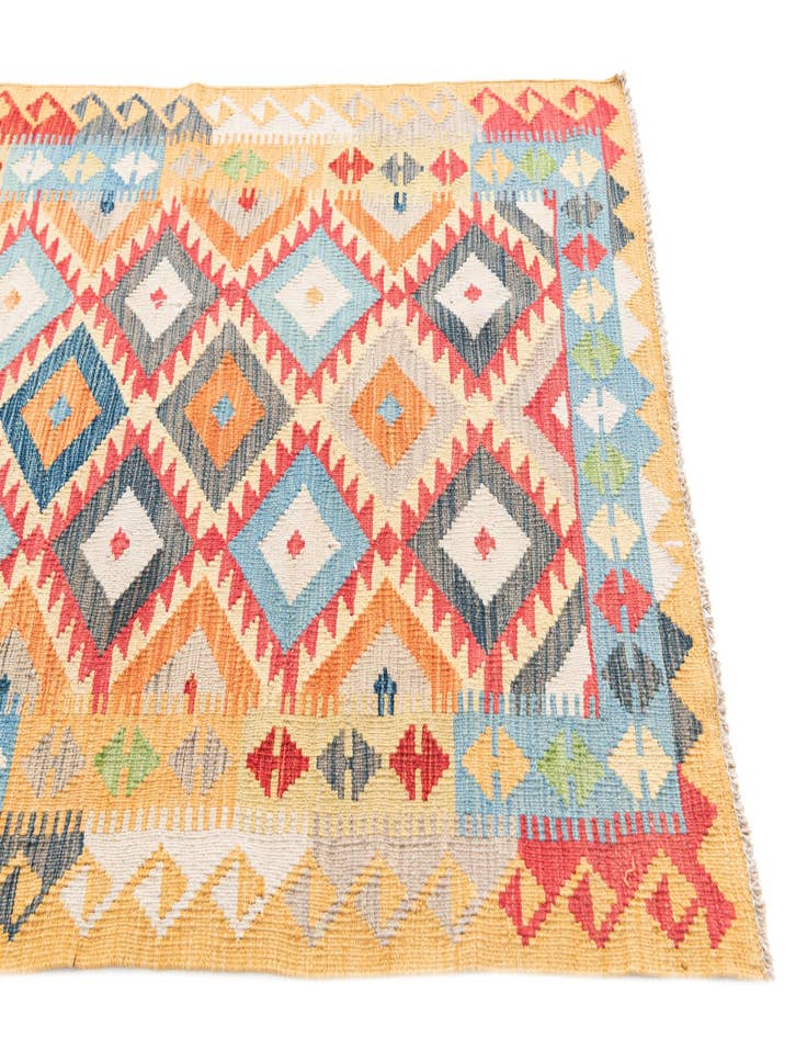 Detail image of  3' 5 x 6' 8  Hand Woven Kilim Maymana Wool Runner Rug
