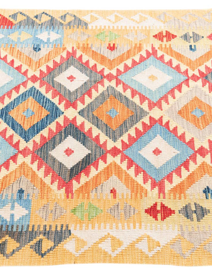 Detail image of  3' 5 x 6' 8  Hand Woven Kilim Maymana Wool Runner Rug