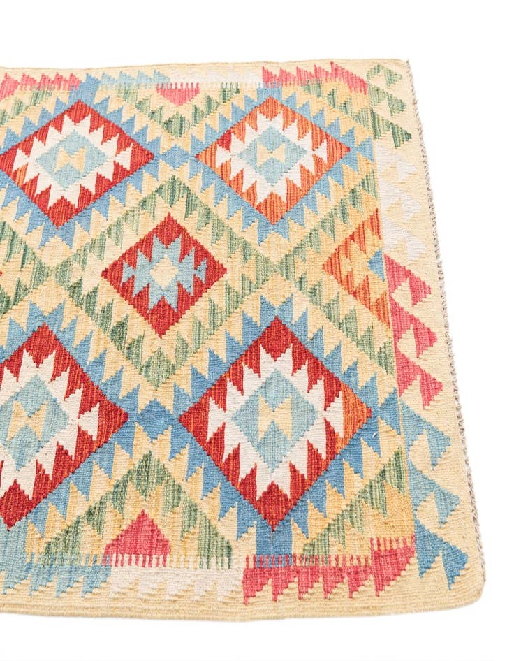 Detail image of  3' 3 x 6' 3  Hand Woven Kilim Maymana Wool Runner Rug