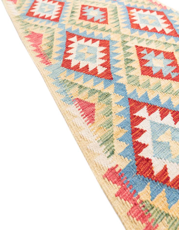 Detail image of  3' 3 x 6' 3  Hand Woven Kilim Maymana Wool Runner Rug