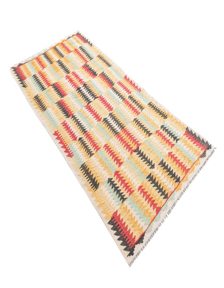 Detail image of  3' 3 x 6' 8  Hand Woven Kilim Maymana Wool Runner Rug