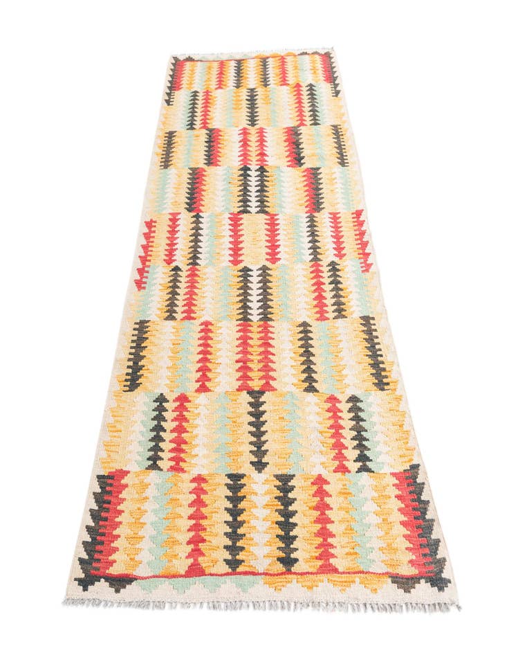Detail image of  3' 3 x 6' 8  Hand Woven Kilim Maymana Wool Runner Rug