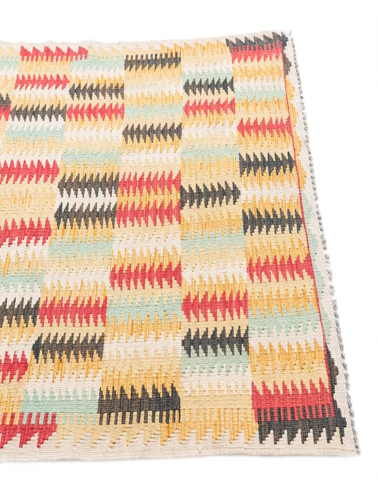 Detail image of  3' 3 x 6' 8  Hand Woven Kilim Maymana Wool Runner Rug