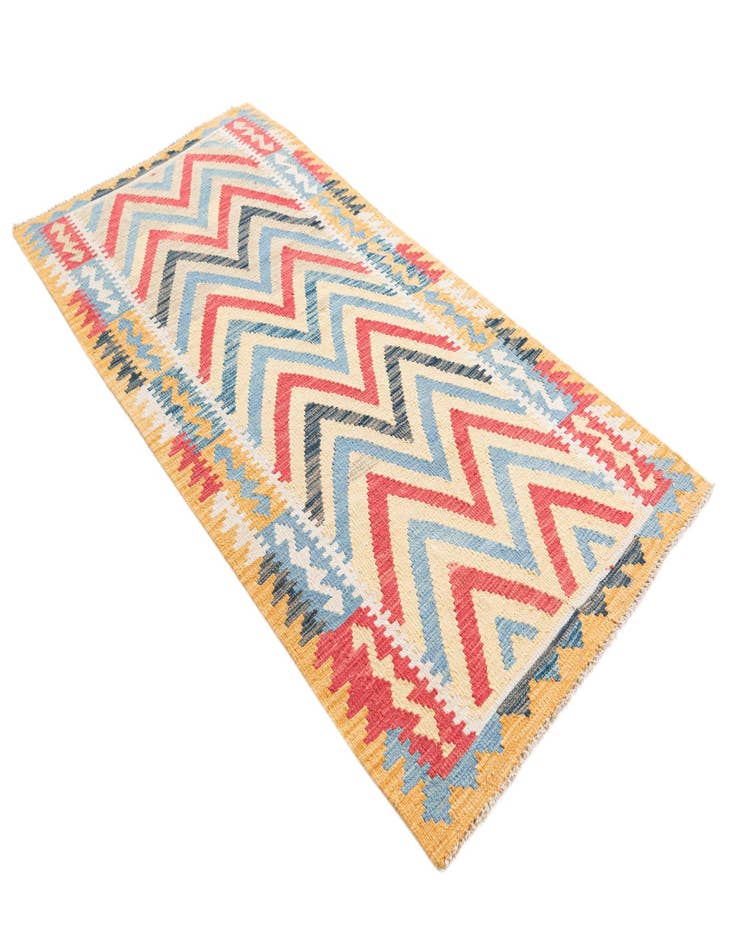 Detail image of  3' 3 x 6' 8  Hand Woven Kilim Maymana Wool Runner Rug