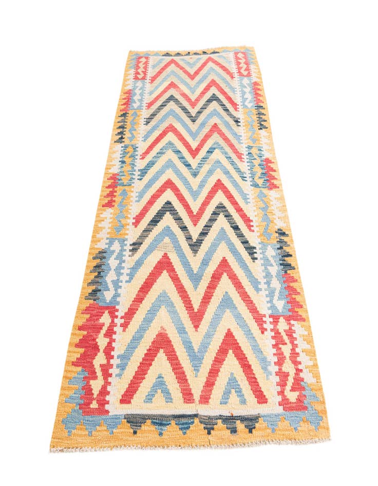 Detail image of  3' 3 x 6' 8  Hand Woven Kilim Maymana Wool Runner Rug
