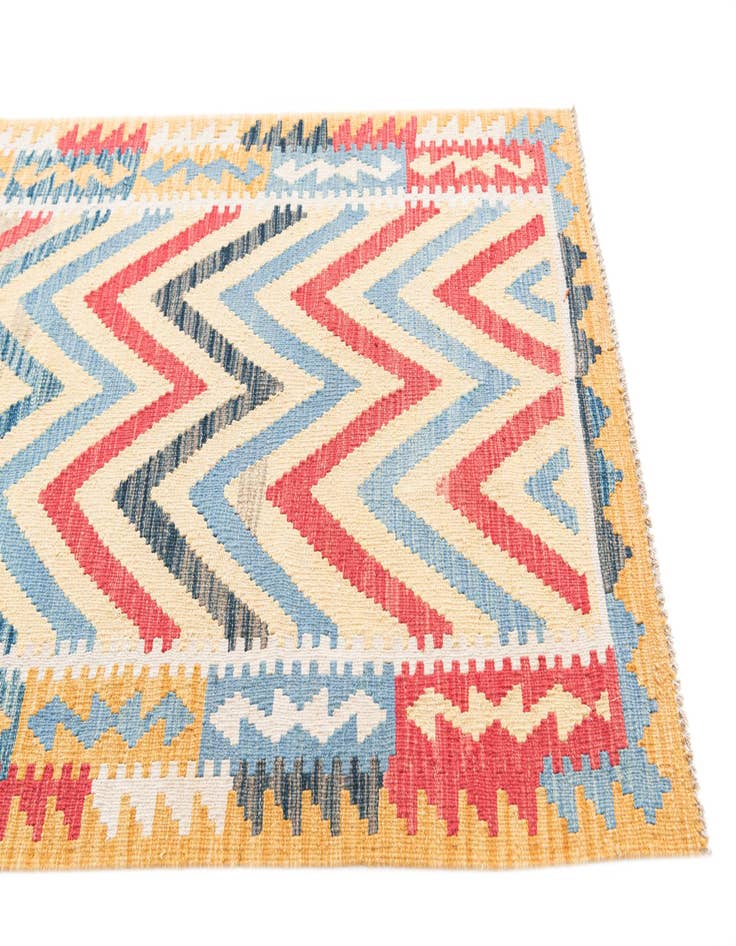 Detail image of  3' 3 x 6' 8  Hand Woven Kilim Maymana Wool Runner Rug