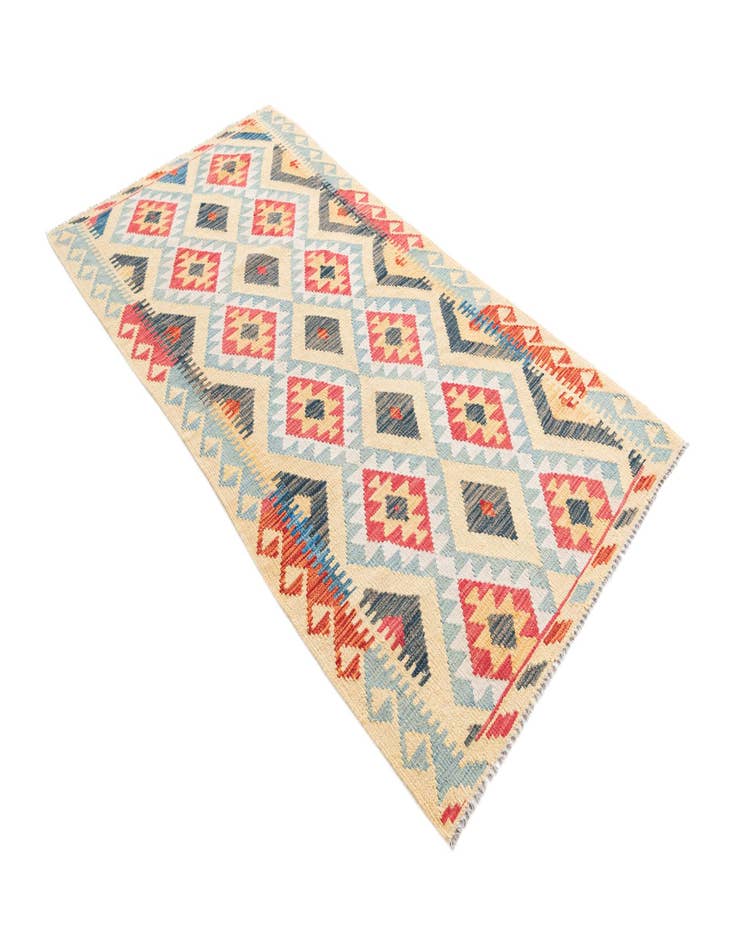 Detail image of  3' 5 x 6' 7  Hand Woven Kilim Maymana Wool Runner Rug