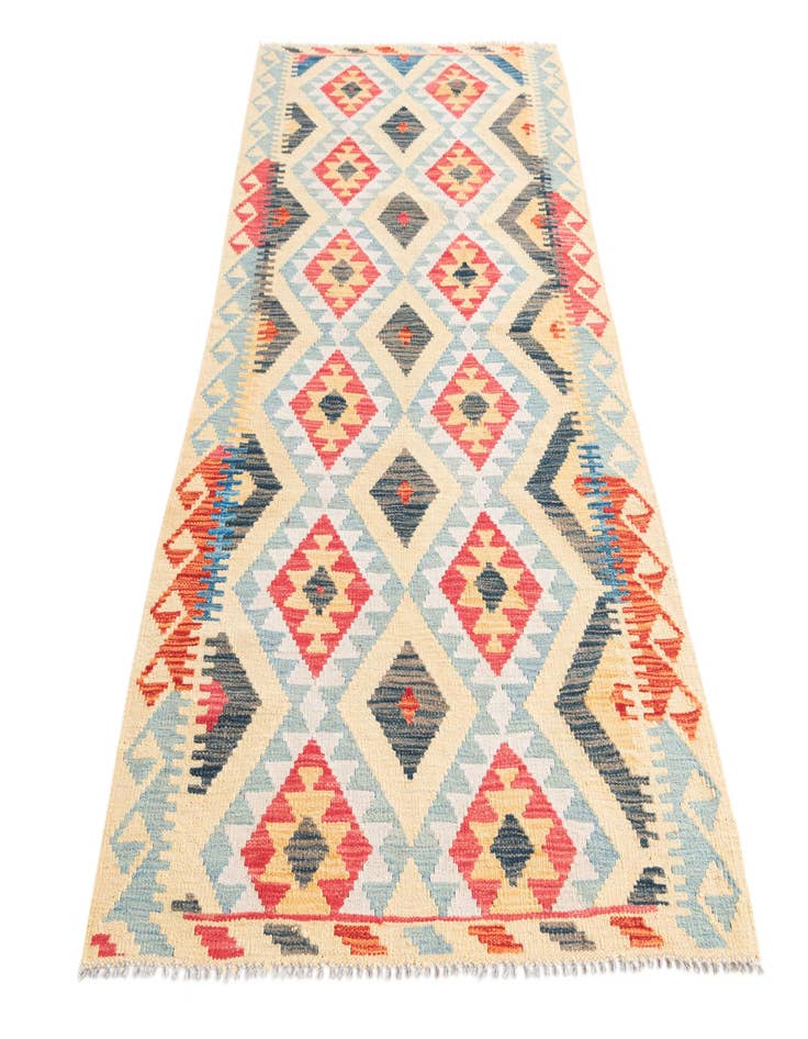 Detail image of  3' 5 x 6' 7  Hand Woven Kilim Maymana Wool Runner Rug