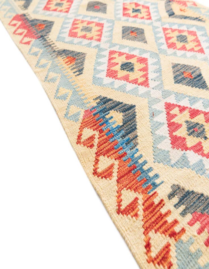 Detail image of  3' 5 x 6' 7  Hand Woven Kilim Maymana Wool Runner Rug