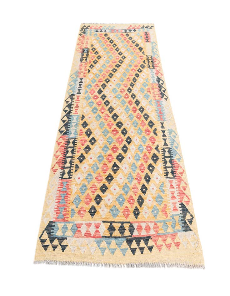 Detail image of  3' 5 x 6' 8  Hand Woven Kilim Maymana Wool Runner Rug